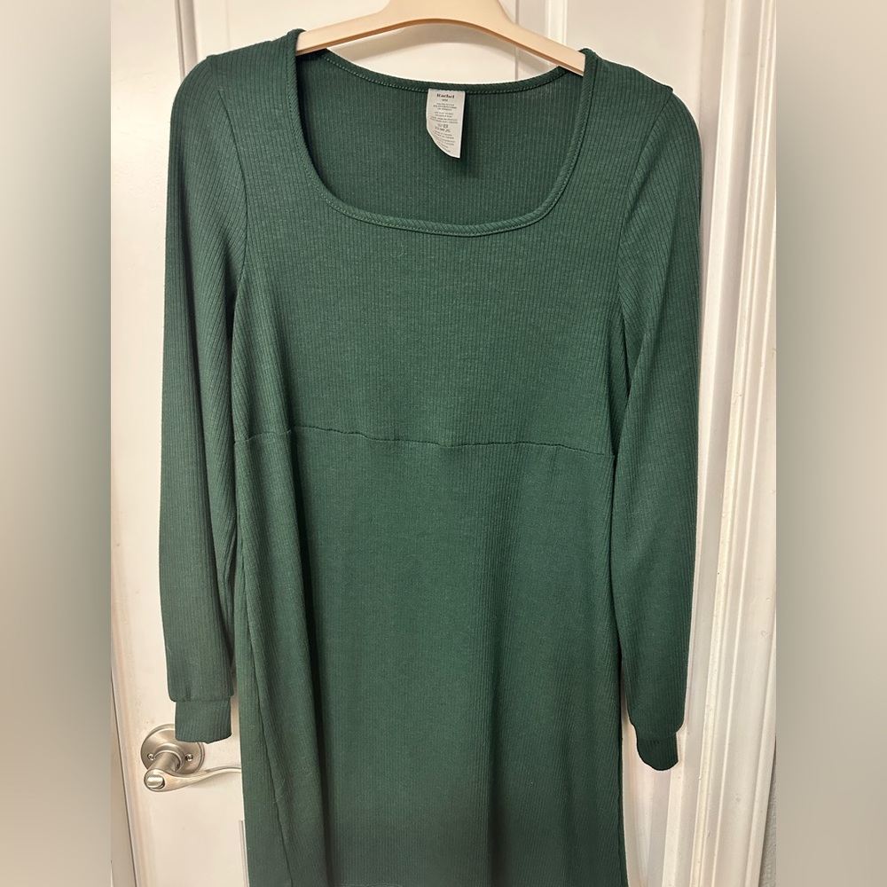 Rachel Forest Green Ribbed Dress